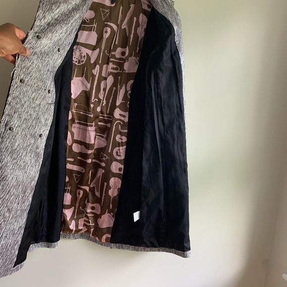 Poleci silver coat jacket size 4 Anthropologie womens silk cotton blend - Picture 12 of 16